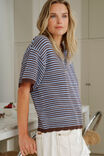 Nina Boxy Knit Tee, BRUNETTE SKY BLUE STRIPE - example image 6