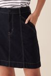 A-Line Skirt With Seam In Cotton Lyocell Blend, BLACK - alternate image 5
