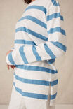 Longline Step Hem L/S Tee, VANILLA/POOL BLUE BOLD STRIPE - alternate image 4