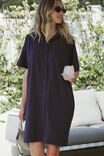 NEW NAVY TEXTURED COTTON
