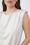 Satin Shoulder Pad Tank With Recycled Fibres, CHAMPAGNE - alternate image 4