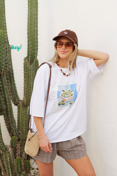 Liv Oversized Tee, WHITE/LA BELLE VITA