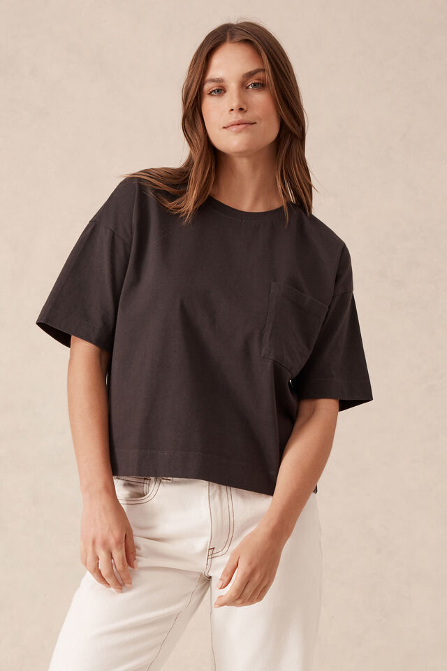 Boxy Pocket Tee, PHANTOM