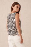 Square Neck Shell Top, LEOPARD LINEN BLEND - alternate image 3