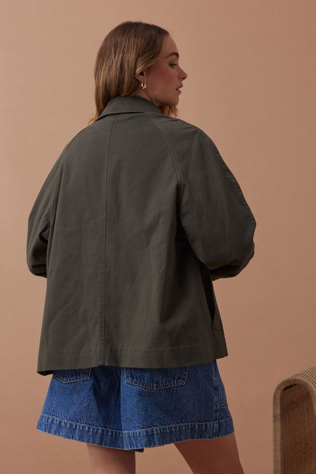 Pia Spring Coat, OLIVE
