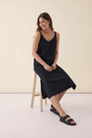 Slip Dress In Cotton Linen Blend, BLACK - alternate image 5