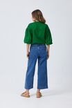 Pleat Detail Lantern Sleeve Top, WINTER GREEN - alternate image 5