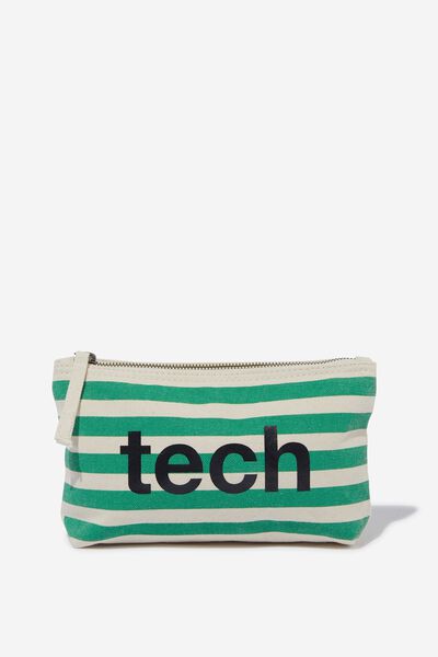 Monogram Pouch In Organic Cotton, GREEN/LOWERCASE 6