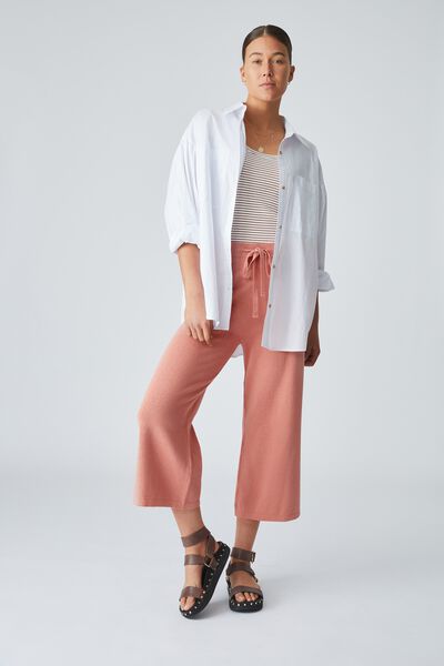 Crop Knit Pant In Organic Cotton, SPICED PINK