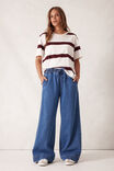 Stevie Slouchy Split Hem Tee, VANILLA/BURGANDY STRIPE - alternate image 4