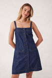 Strappy Button Mini Shift Dress, DARK INDIGO - alternate image 4