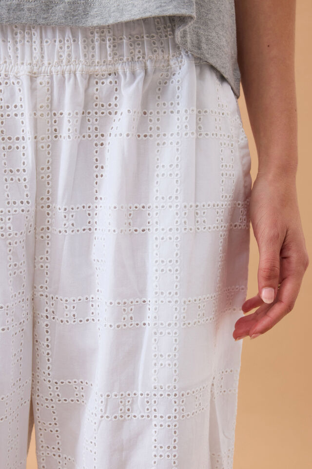 The Lounge Pant, WHITE BRODERIE