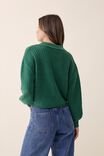 Soft Cropped Collared Cardigan In Recycled Blend, LAWN GREEN - alternate image 3