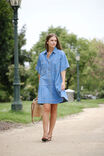 Short Sleeve Tiered Pocket Shirt Dress, VINTAGE BLUE - alternate image 6