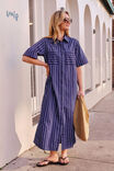 Samara Midi Shirt Dress, PRUSSIAN BLUE STRIPE - example image 6
