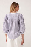 Woven Collarless Top, COLLEGE BLUE LADDER STRIPE - alternate image 3