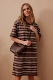 Cleo Mini Terry Dress, CHOCOLATE WHITE STRIPE - alternate image 1