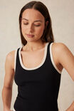 Contour Rib Scoop Tank, BLACK/OATMEAL MARLE BIND - alternate image 4