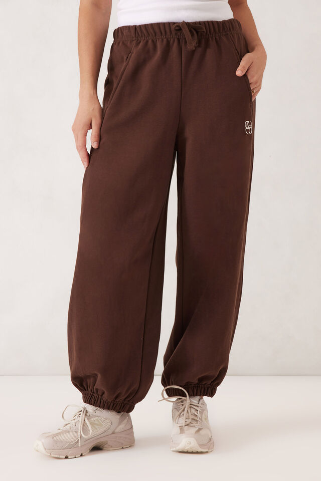 Barrel Leg Trackpant, CHOCOLATE