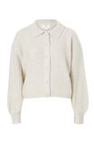 Soft Cropped Collared Cardigan In Recycled Blend, OATMEAL MARLE - alternate image 2