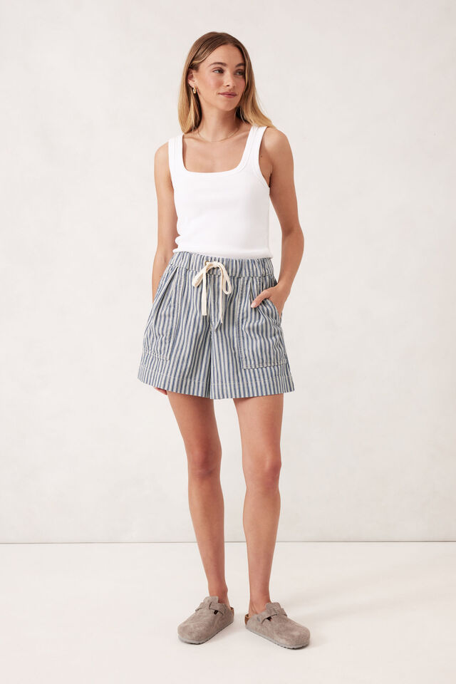 Relaxed Everyday Short, LAGOON BLUE STRIPE