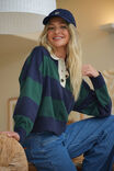Long Sleeve Rugby Knit, PINE GREEN/NEW NAVY STRIPE - alternate image 1