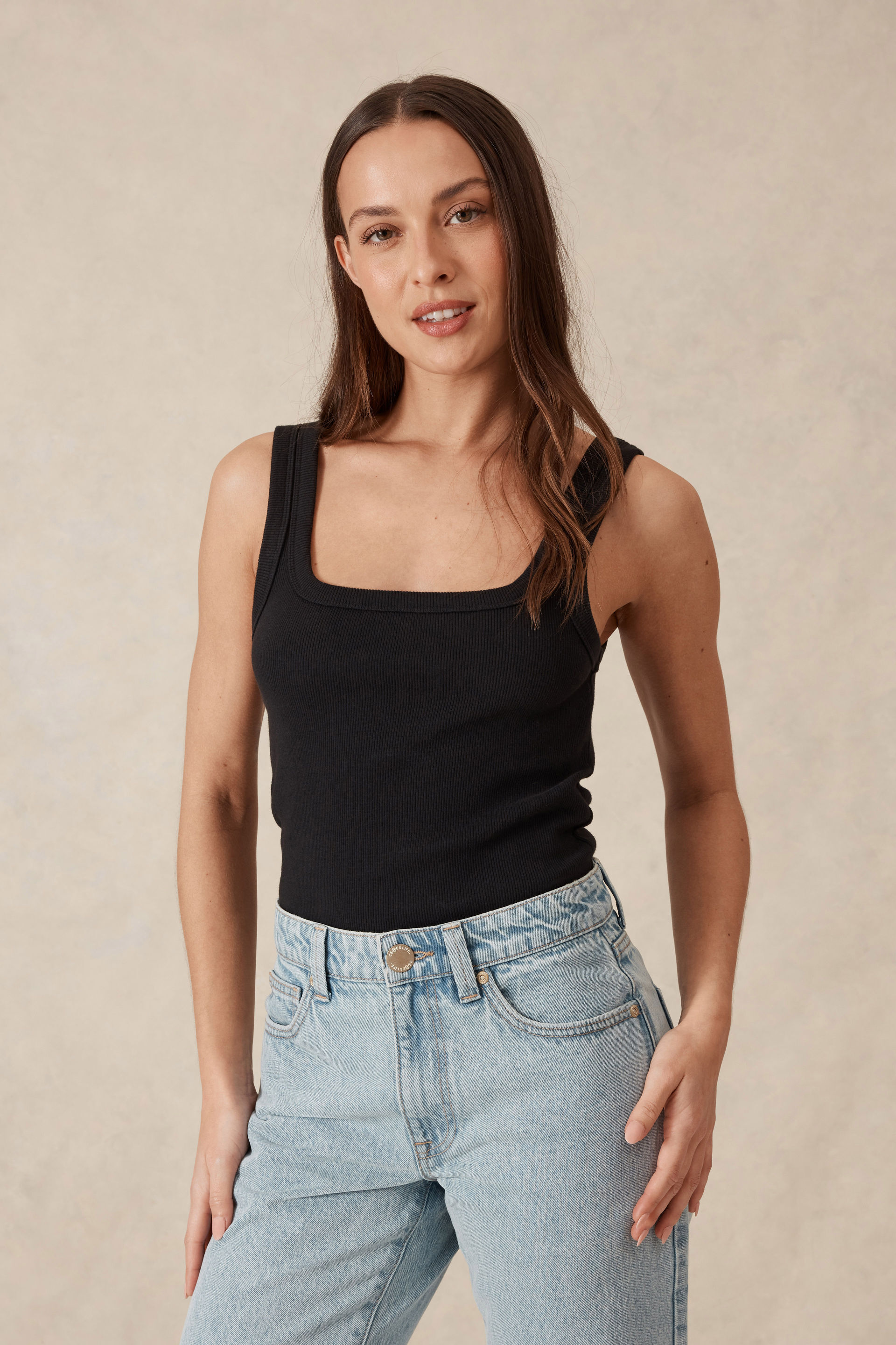 Organic Contour Rib Square Neck Tank | Ceres Life
