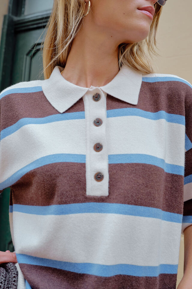 Jessa Rugby Knit, CHOCOLATE STRIPE