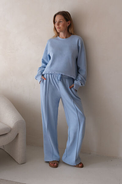 Gracie Relaxed Pin Tuck Trackpant, CHALK BLUE