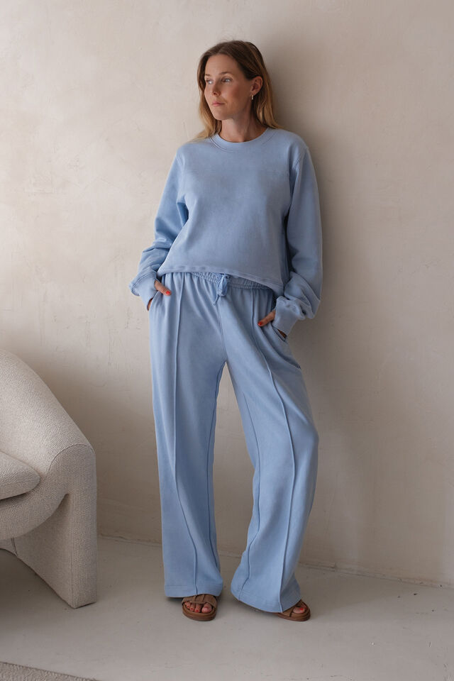 Gracie Relaxed Pin Tuck Trackpant, CHALK BLUE
