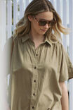 Mini Shirt Dress, FIG GREEN TEXTURED COTTON - alternate image 3