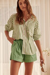 Oversized Poplin Shirt, SPLASH GREEN WHITE STRIPE ORGANIC COTTON - alternate image 1