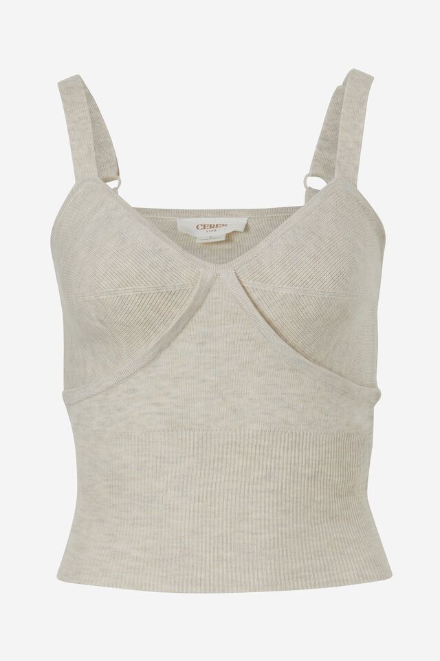 Soft Knit Cami In Recycled Blend, OATMEAL MARLE