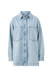 Goldie Longline Denim Shacket, VINTAGE BLUE - alternate image 2
