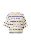 Short Sleeve Wavy Stripe Knit, ECRU/COLLEGE BLUE - alternate image 2