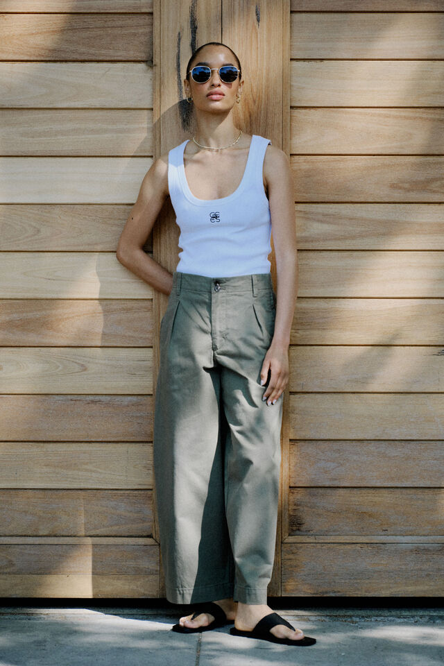 Pleat Twill Pant, SOFT OLIVE