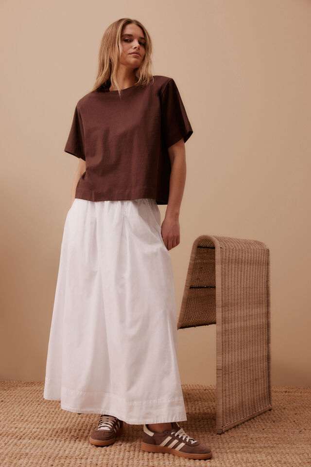 Boxy Shoulder Tee, CHOCOLATE