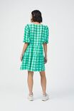 Check Smock Dress In Textured Organic Cotton, GREEN CHECK - alternate image 3