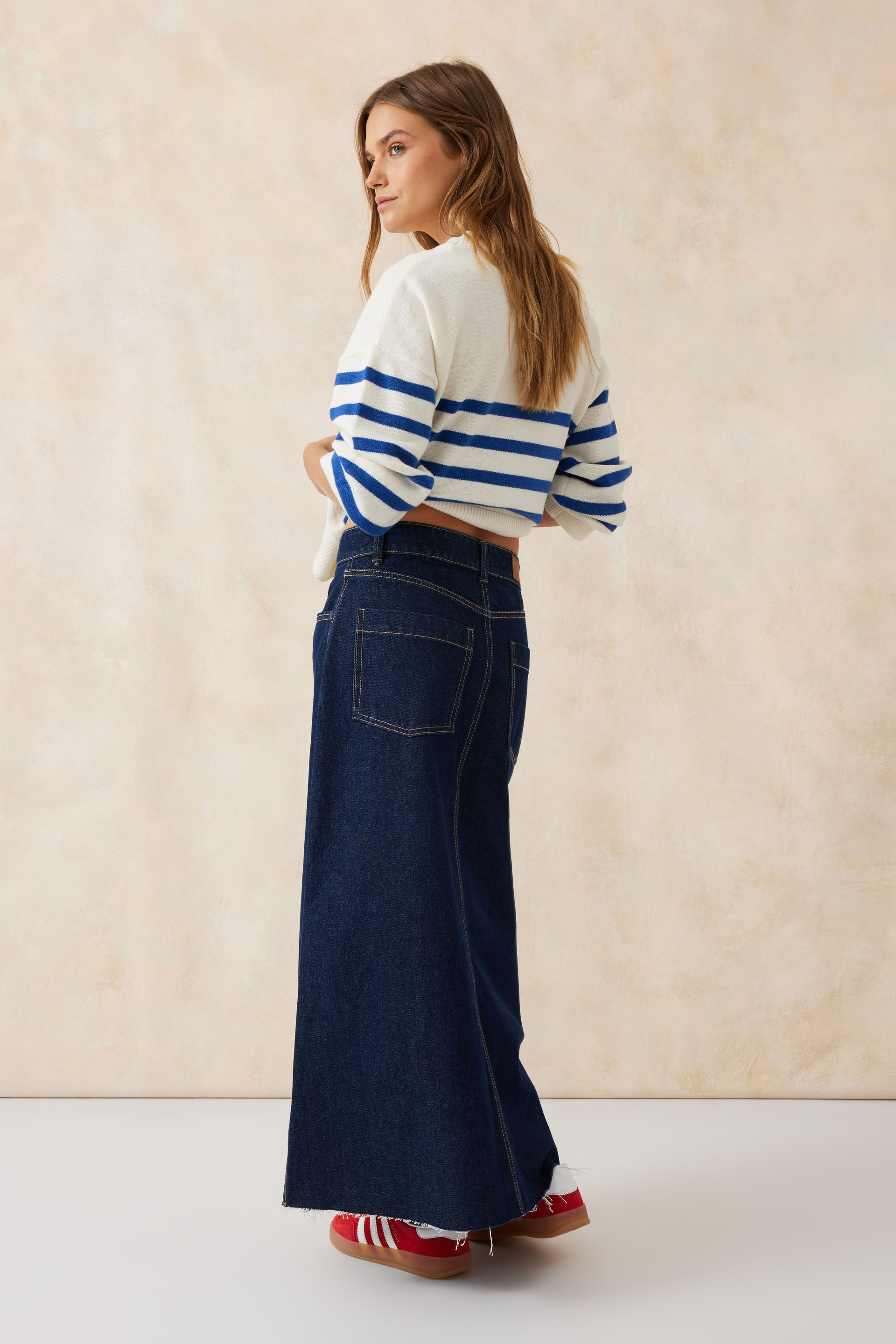 A-Line Denim Maxi Skirt