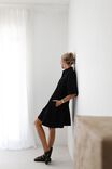 Twill Dress With Tier In Rescue Cotton, BLACK - alternate image 1