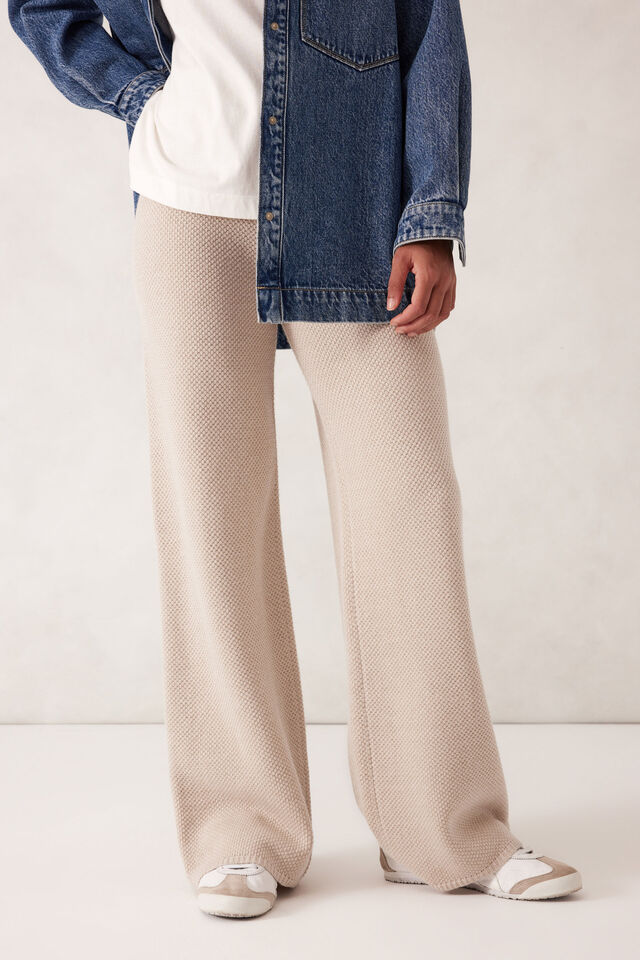 Soft Knit Pant, OATMEAL MARLE TEXTURED
