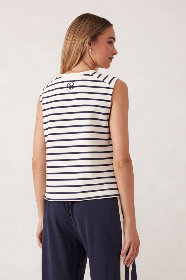 Sporty Terry Top, NEW NAVY STRIPE