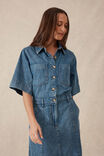 Short Sleeve Denim Maxi Shirt Dress, FRESH INDIGO DENIM - alternate image 4