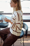 Lila Oversized Knit Crew, ECRU STRIPE - example image 7
