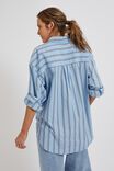 Poplin Stripe Shirt In Organic Cotton, CLOUD PETROL STRIPE
