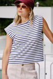 WHITE/FRENCH NAVY STRIPE