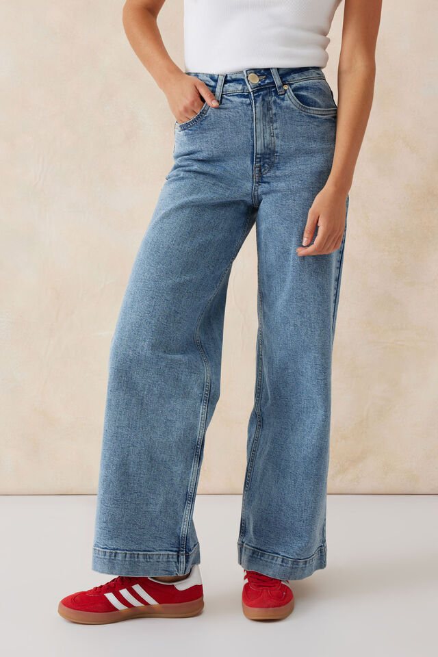 Wide Leg Jean In Organic Cotton, VINTAGE BLUE