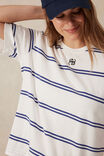 Slouchy Split Hem Tee, VANILLA/COLLEGE BLUE DOUBLE STRIPE EMB - alternate image 4