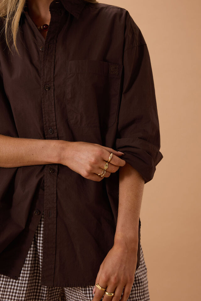 Peta Oversized Shirt, CHOCOLATE