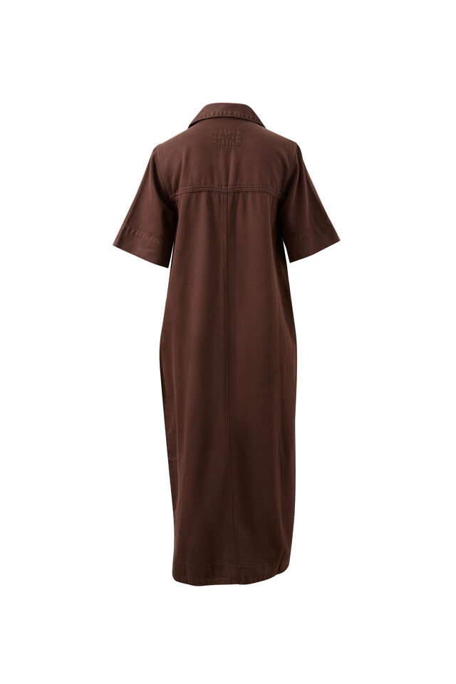 Sloane Short Sleeve Midi Dress, CHOCOLATE